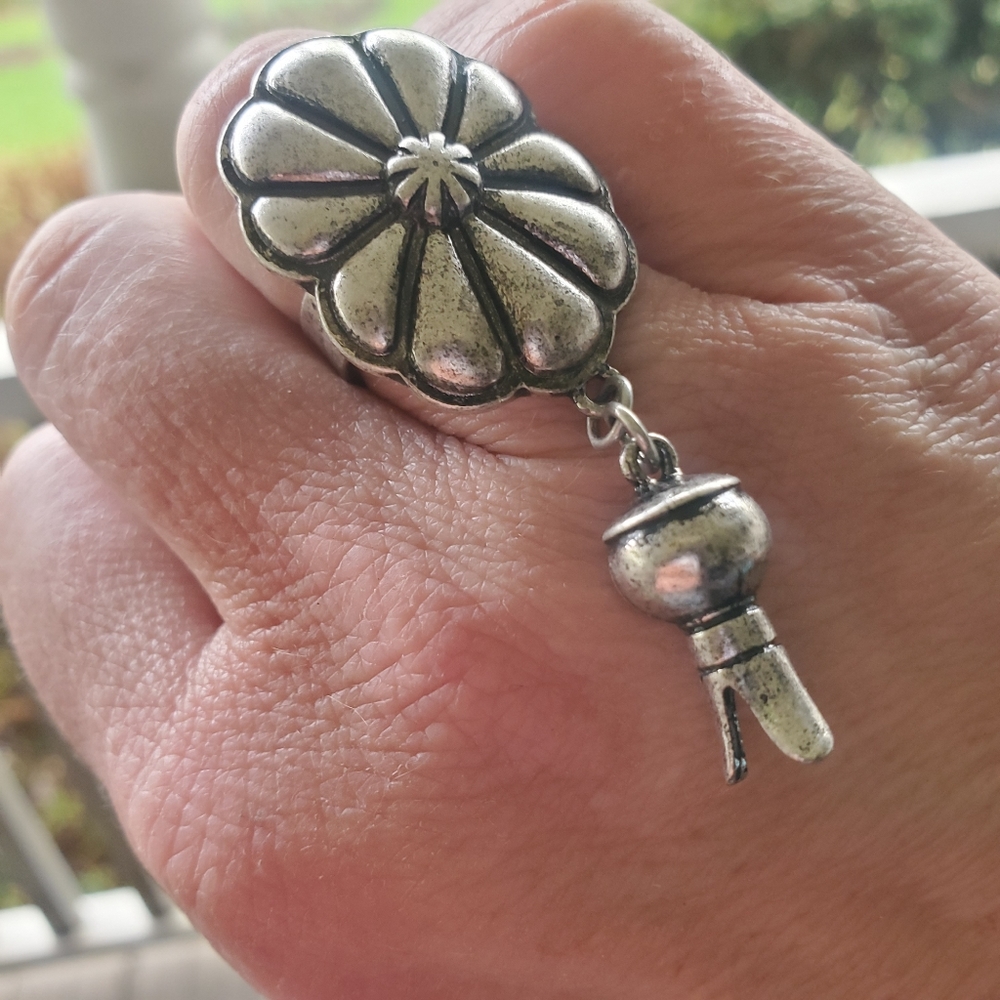 Boho Hippie gypsy concho squash Blossom Charm ring - Picture 6 of 9